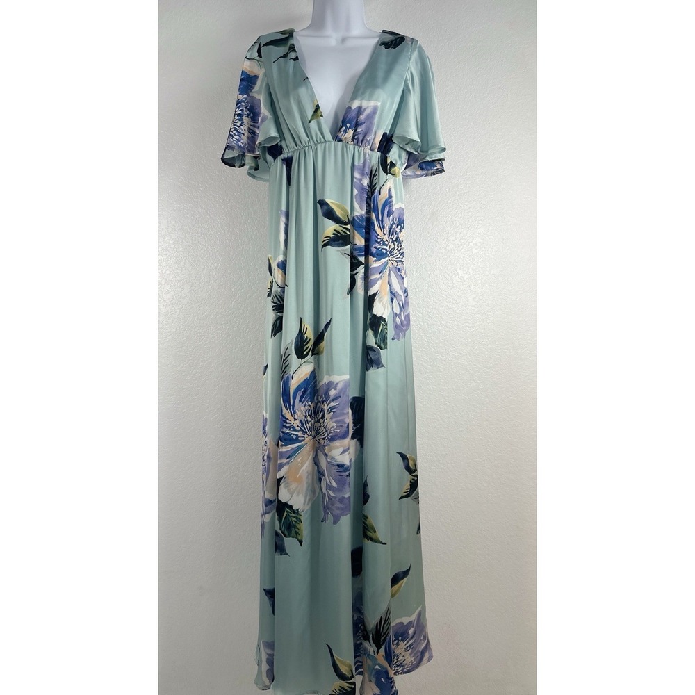 Show Me Your Mumu Faye Flutter Blue Floral Maxi Dress  Medium Romance Love